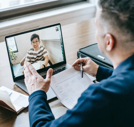 man on a video call